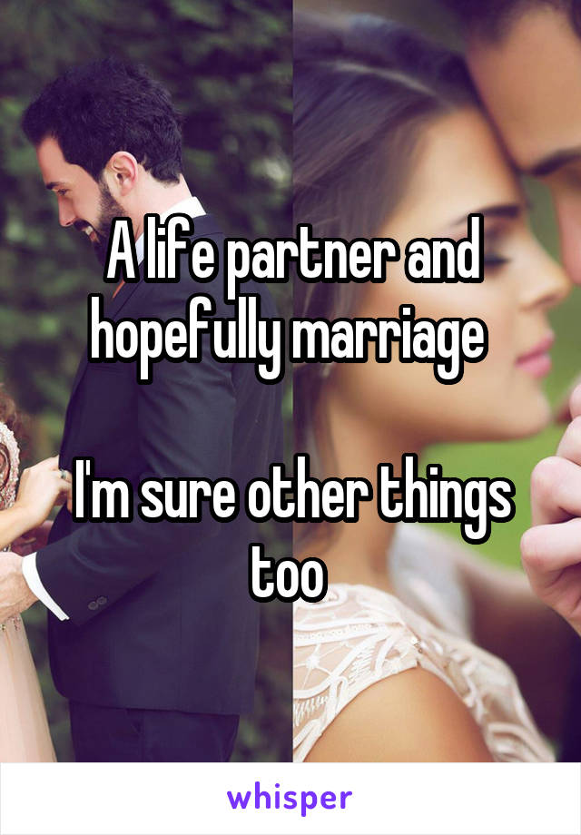 A life partner and hopefully marriage 

I'm sure other things too 