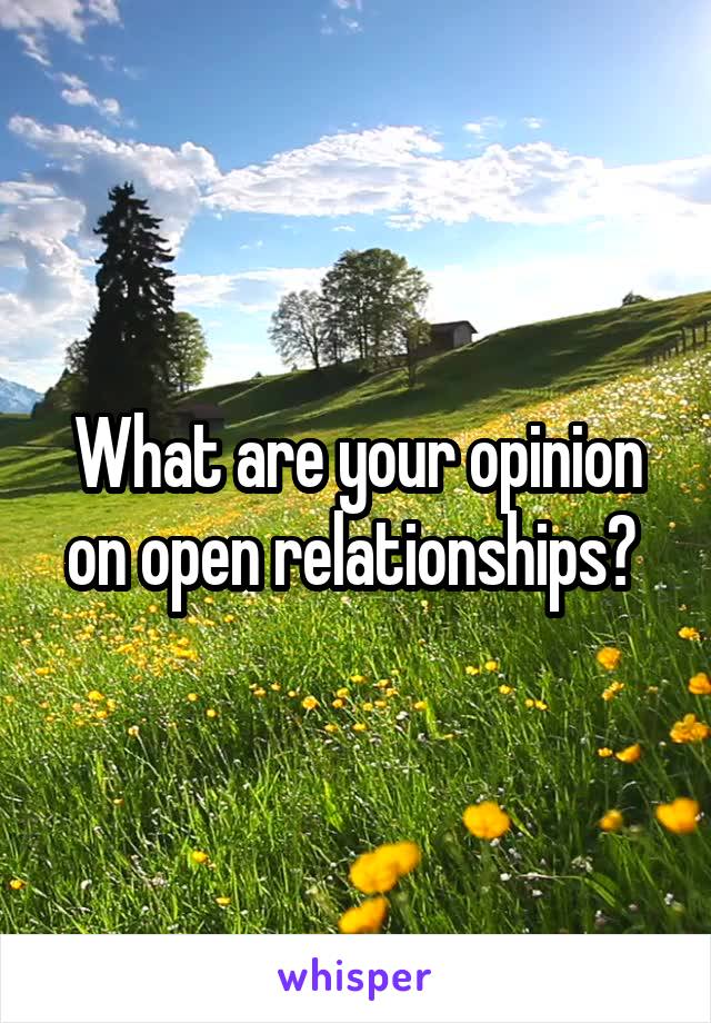 What are your opinion on open relationships? 