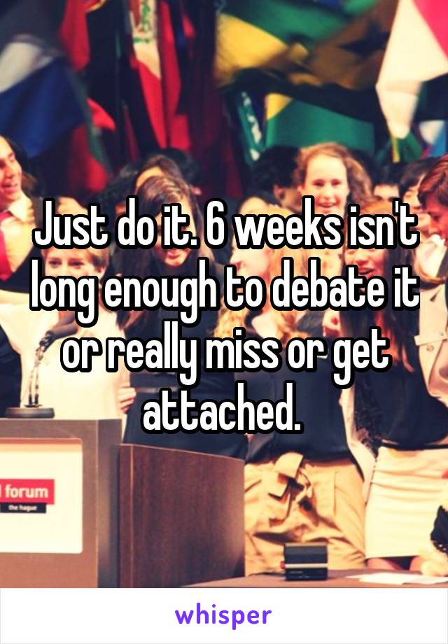 Just do it. 6 weeks isn't long enough to debate it or really miss or get attached. 