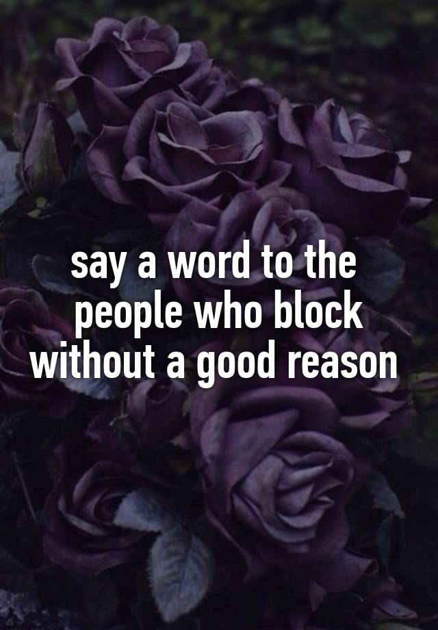 say a word to the  people who block without a good reason 