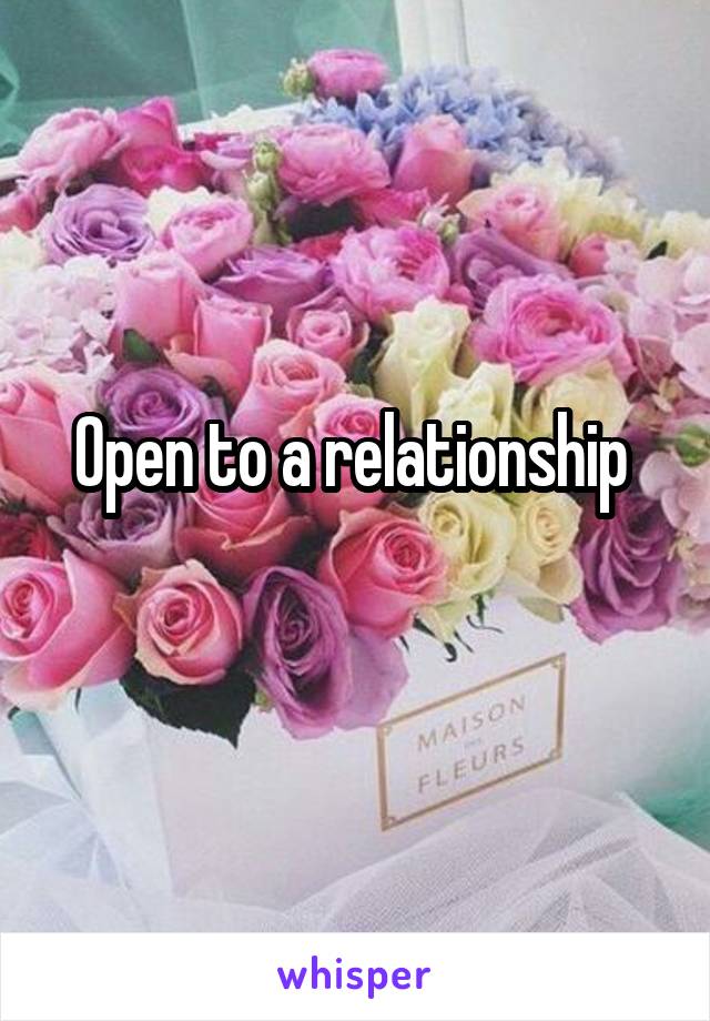 Open to a relationship 
