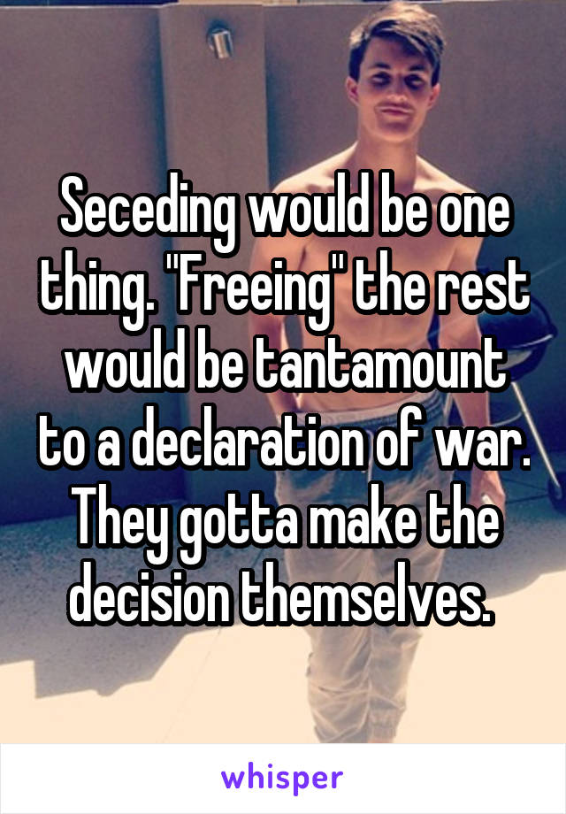 Seceding would be one thing. "Freeing" the rest would be tantamount to a declaration of war. They gotta make the decision themselves. 