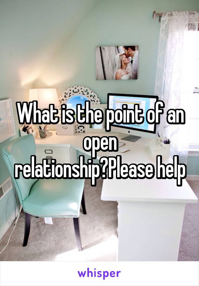 What is the point of an open relationship?Please help