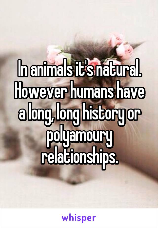 In animals it's natural. However humans have a long, long history or polyamoury relationships.