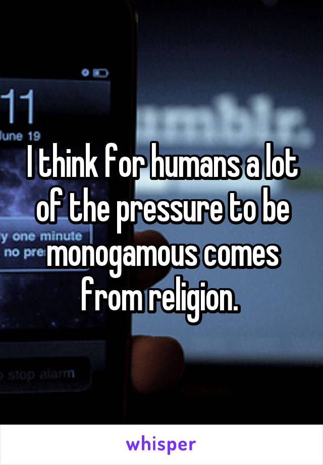 I think for humans a lot of the pressure to be monogamous comes from religion. 