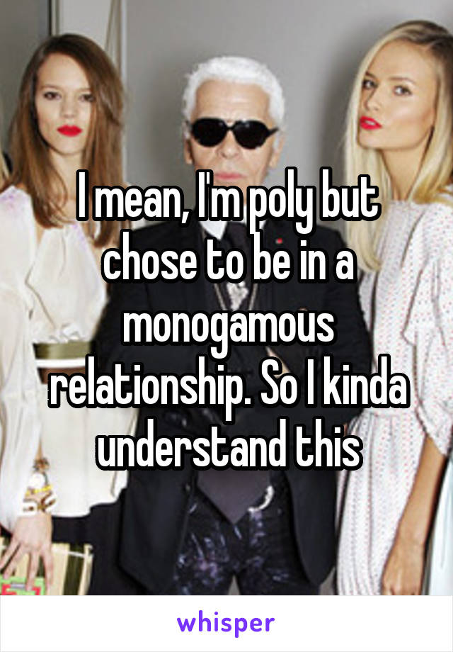 I mean, I'm poly but chose to be in a monogamous relationship. So I kinda understand this