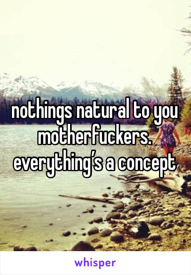 nothings natural to you motherfuckers. everything’s a concept 