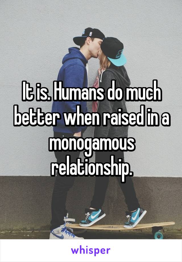 It is. Humans do much better when raised in a monogamous relationship.