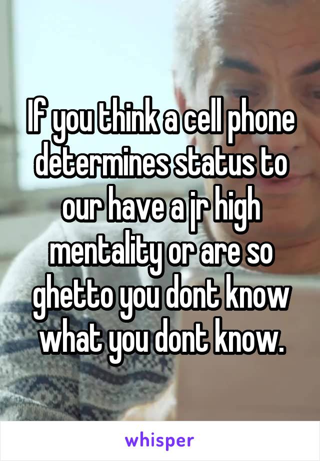 If you think a cell phone determines status to our have a jr high mentality or are so ghetto you dont know what you dont know.