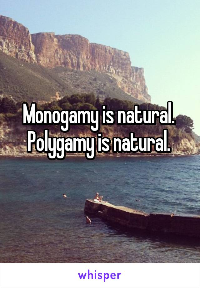 Monogamy is natural. 
Polygamy is natural. 
