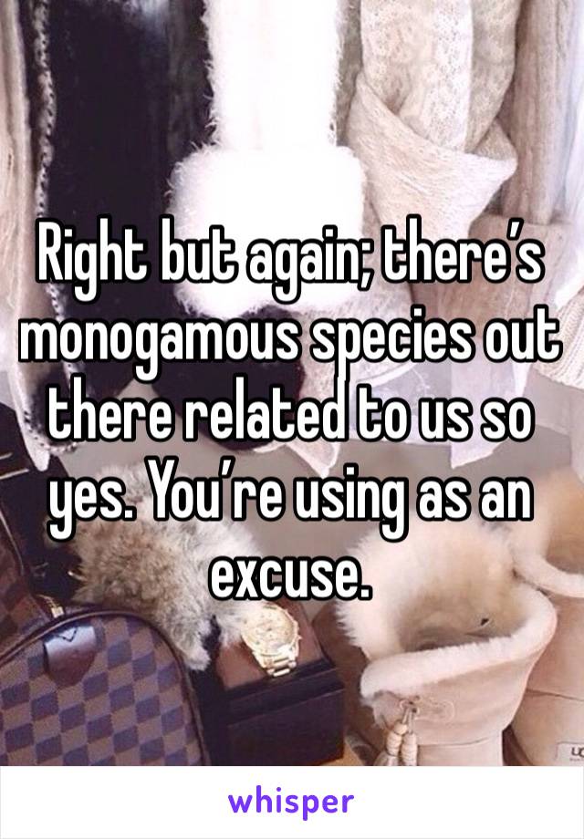 Right but again; there’s monogamous species out there related to us so yes. You’re using as an excuse. 