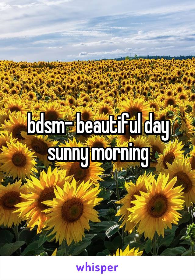 bdsm- beautiful day sunny morning