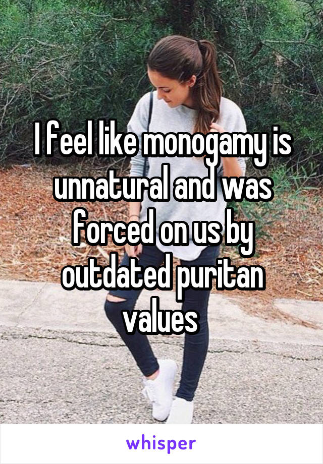 I feel like monogamy is unnatural and was forced on us by outdated puritan values 