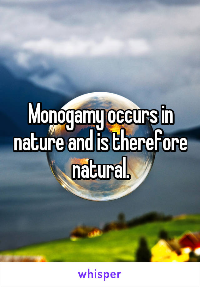 Monogamy occurs in nature and is therefore natural.