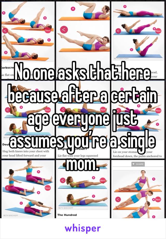 No one asks that here because after a certain age everyone just assumes you’re a single mom. 