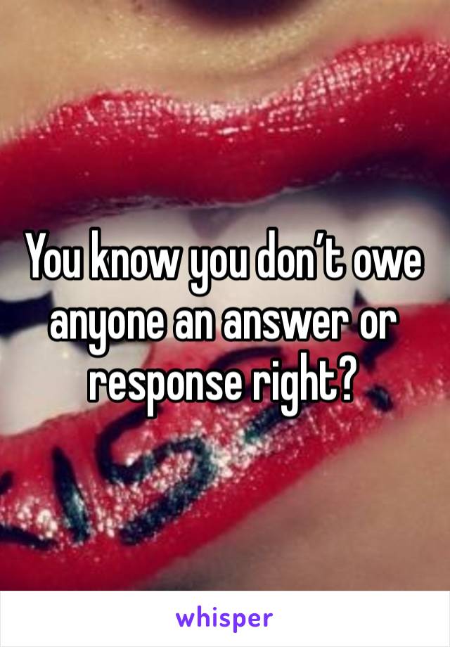 You know you don’t owe anyone an answer or response right?