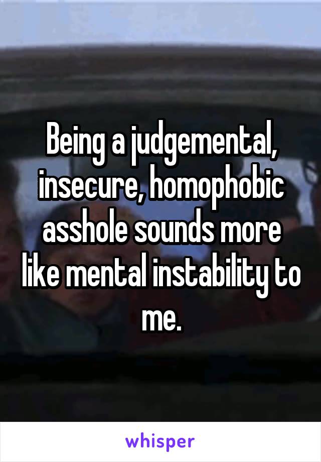 Being a judgemental, insecure, homophobic asshole sounds more like mental instability to me.