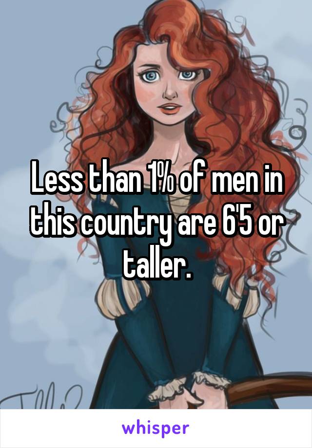 Less than 1% of men in this country are 6'5 or taller.