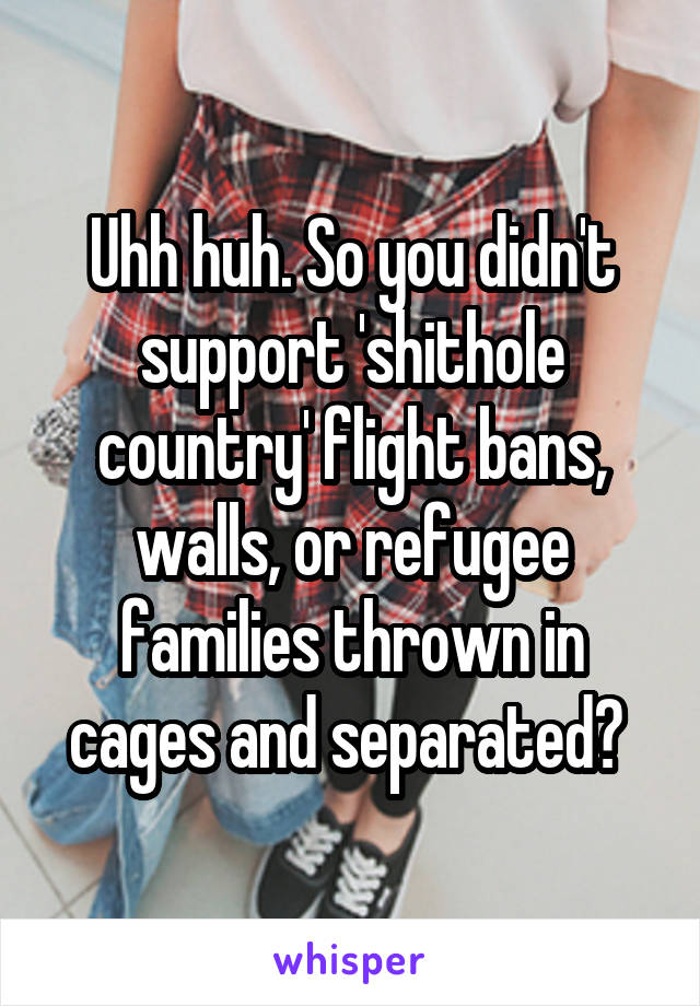 Uhh huh. So you didn't support 'shithole country' flight bans, walls, or refugee families thrown in cages and separated? 