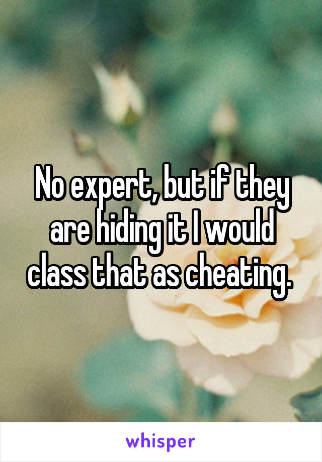 No expert, but if they are hiding it I would class that as cheating. 