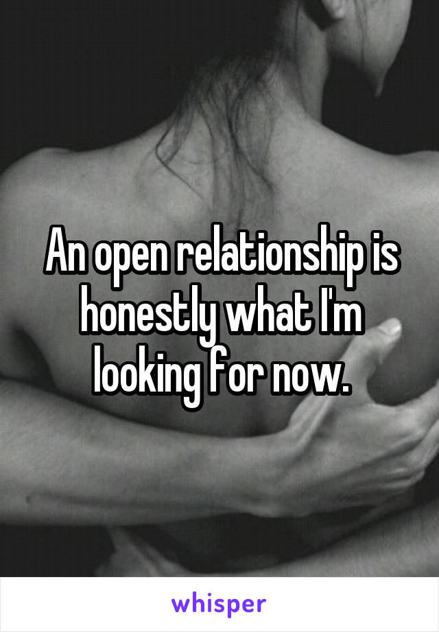 An open relationship is honestly what I'm looking for now.