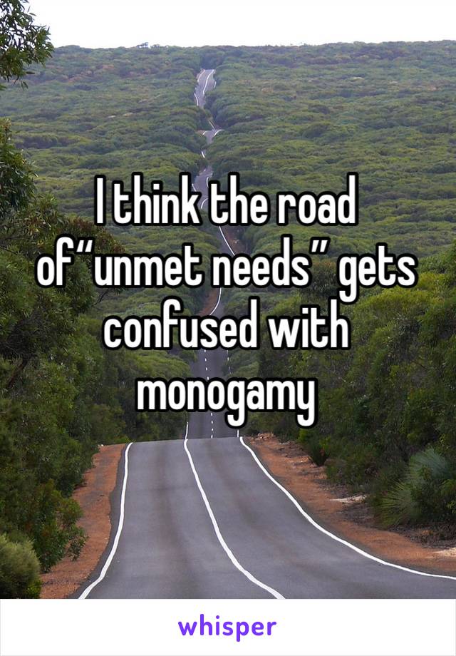 I think the road of“unmet needs” gets confused with monogamy 