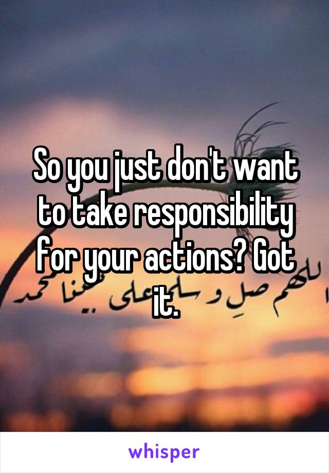 So you just don't want to take responsibility for your actions? Got it.