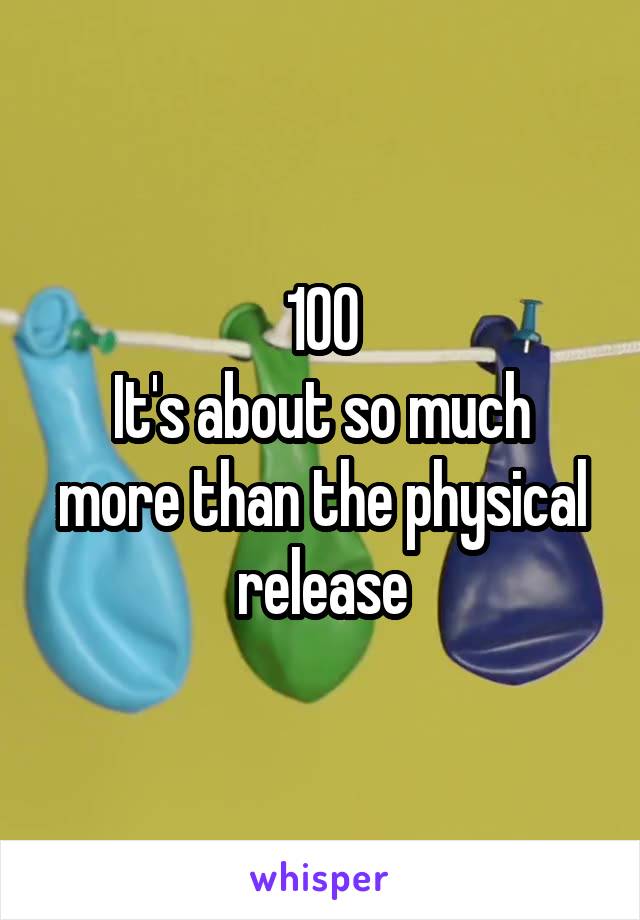 100
It's about so much more than the physical release