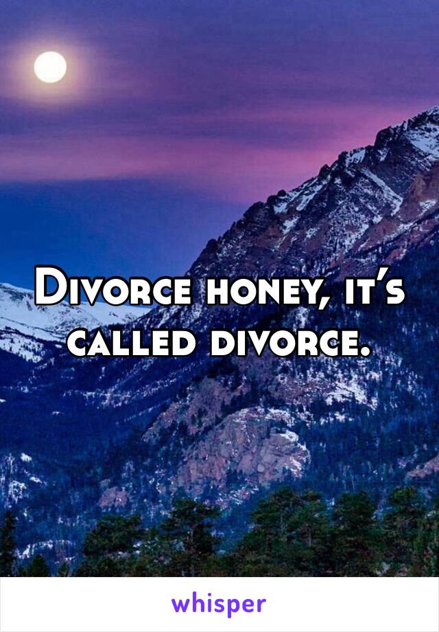 Divorce honey, it’s called divorce.