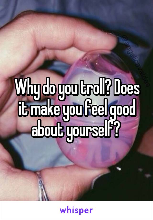 Why do you troll? Does it make you feel good about yourself? 