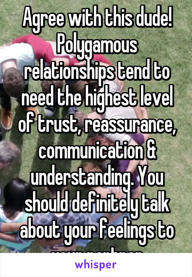 Agree with this dude! Polygamous relationships tend to need the highest level of trust, reassurance, communication & understanding. You should definitely talk about your feelings to your partner