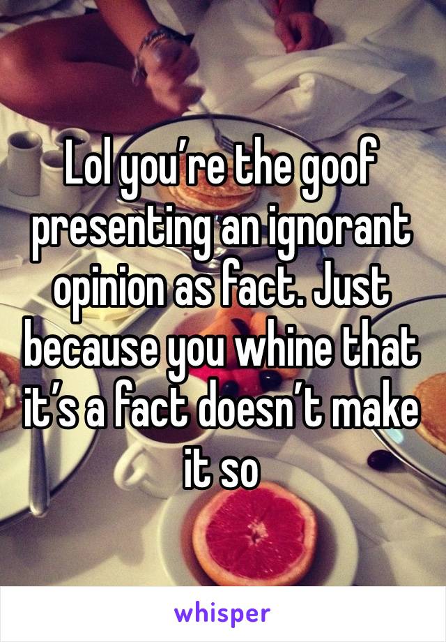 Lol you’re the goof presenting an ignorant opinion as fact. Just because you whine that it’s a fact doesn’t make it so