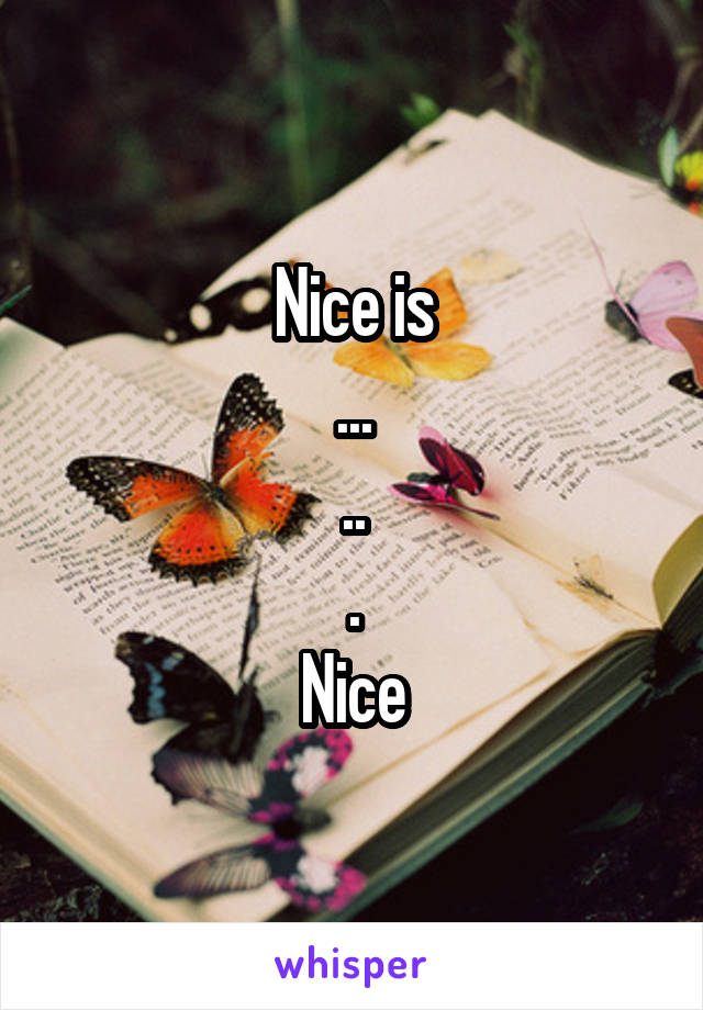 Nice is
...
..
.
Nice