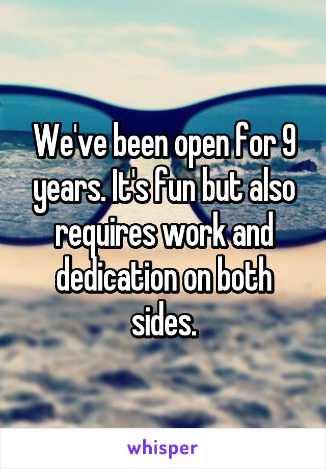 We've been open for 9 years. It's fun but also requires work and dedication on both sides.