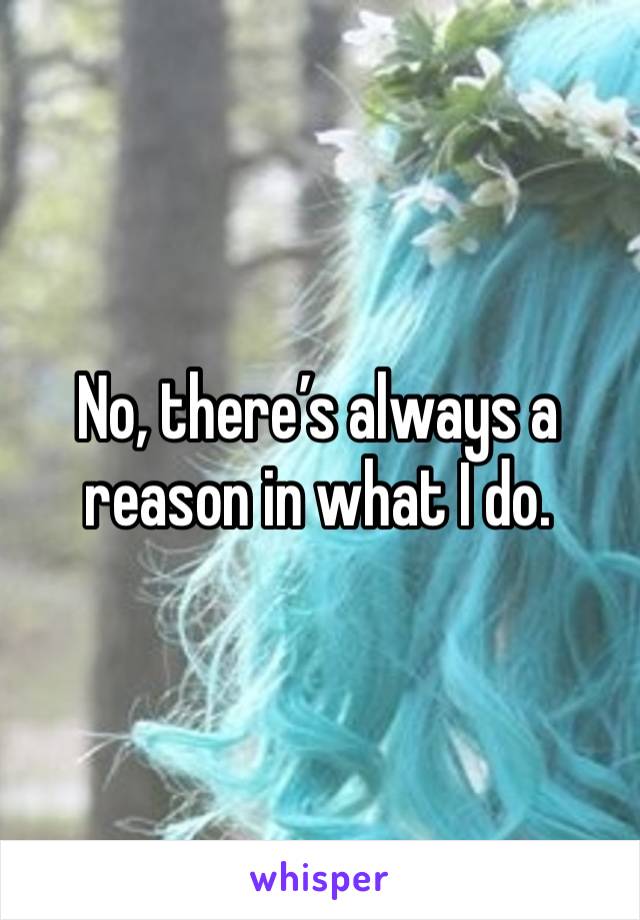 No, there’s always a reason in what I do. 