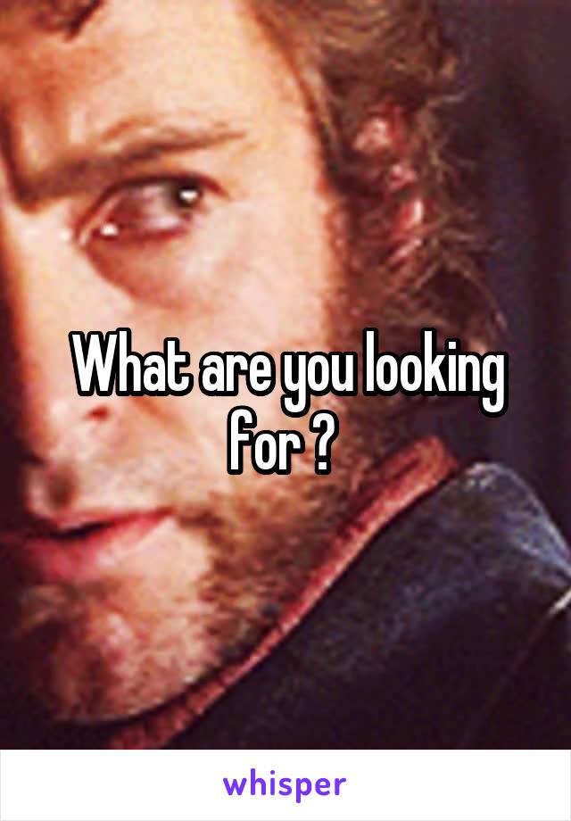 What are you looking for ? 