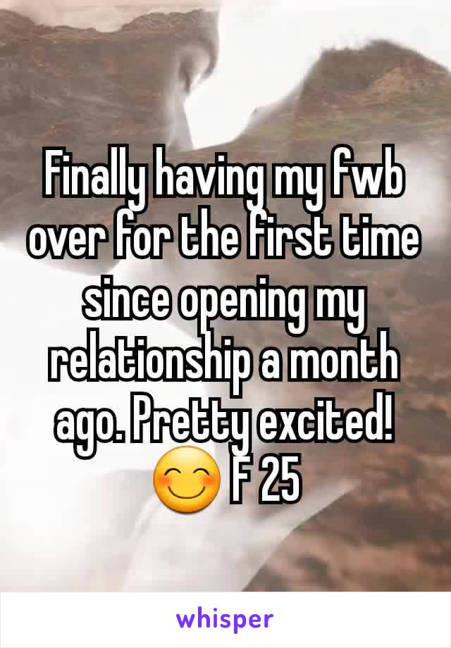 Finally having my fwb over for the first time since opening my relationship a month ago. Pretty excited! 😊 F 25