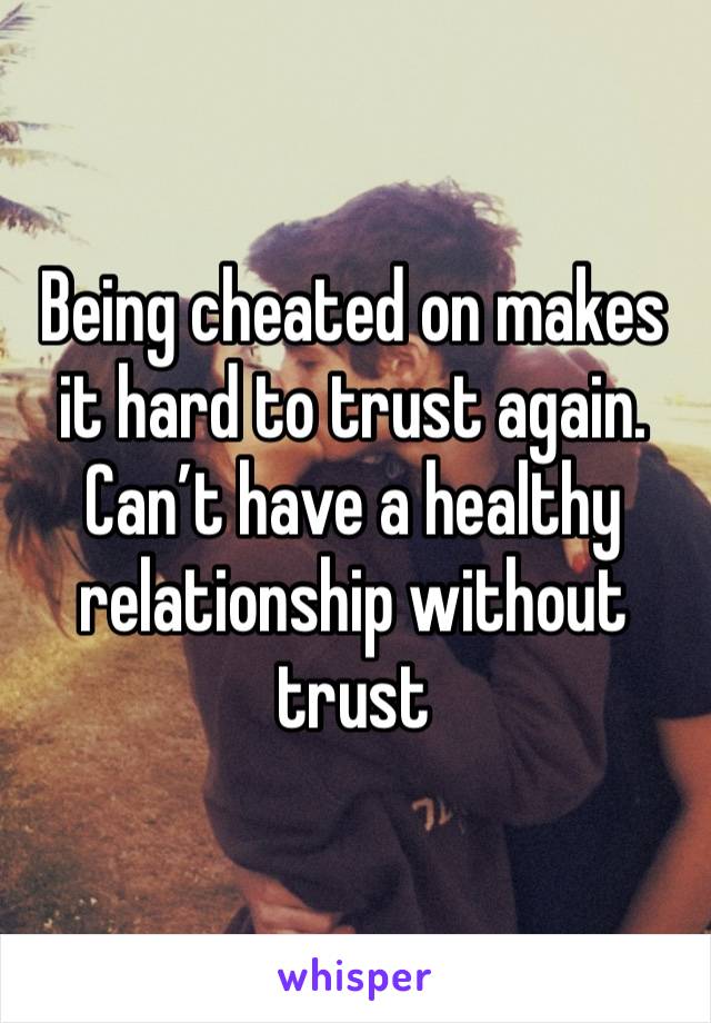 Being cheated on makes it hard to trust again. Can’t have a healthy relationship without trust 