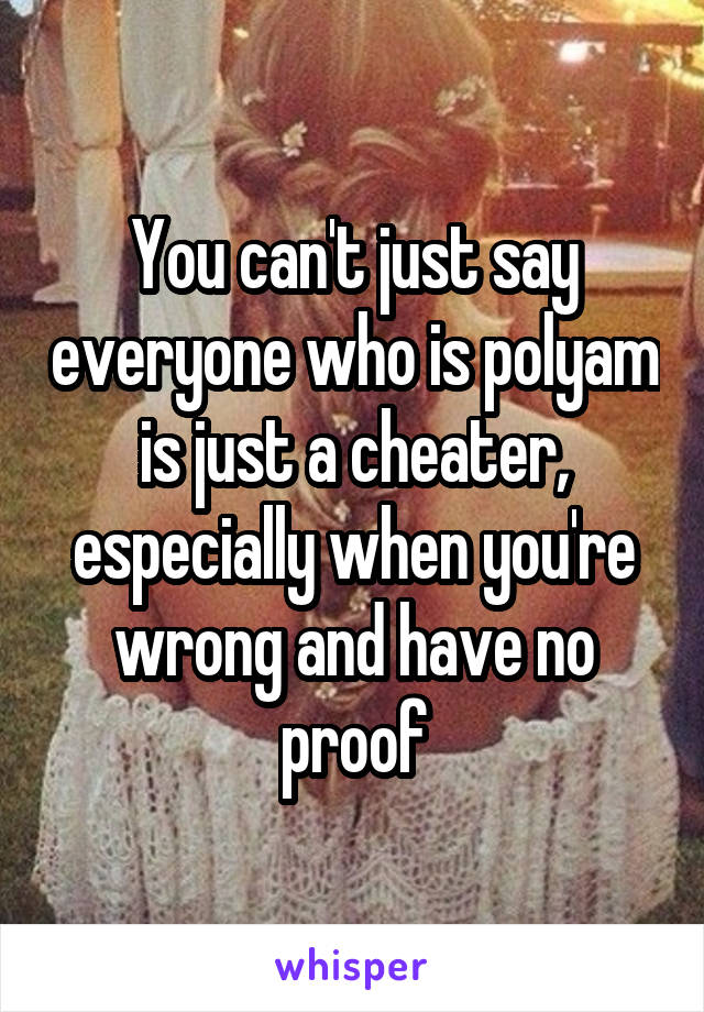 You can't just say everyone who is polyam is just a cheater, especially when you're wrong and have no proof