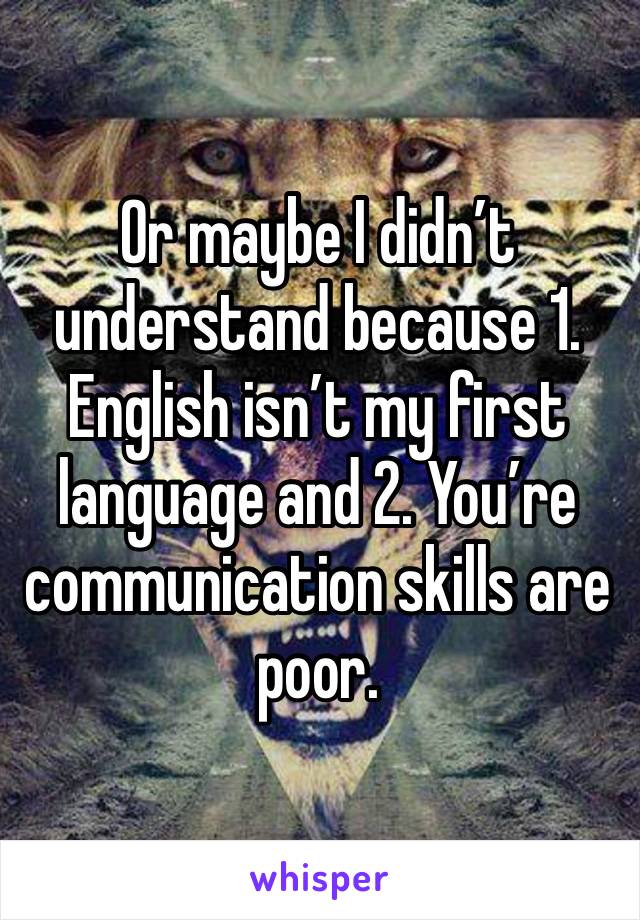 Or maybe I didn’t understand because 1. English isn’t my first language and 2. You’re communication skills are poor. 