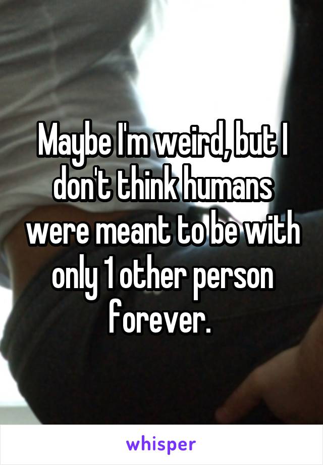 Maybe I'm weird, but I don't think humans were meant to be with only 1 other person forever. 