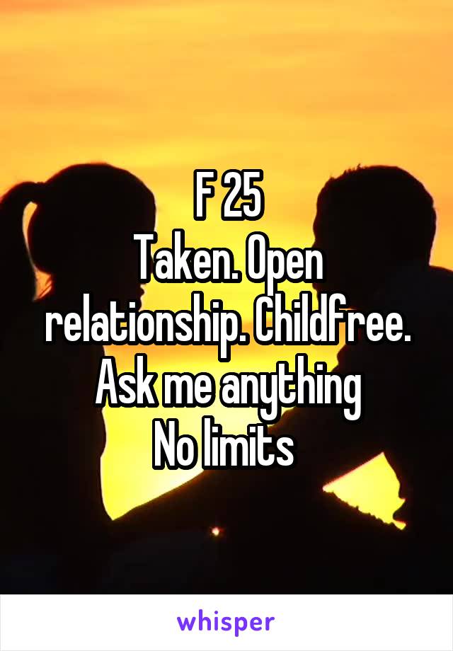 F 25
Taken. Open relationship. Childfree.
Ask me anything
No limits 