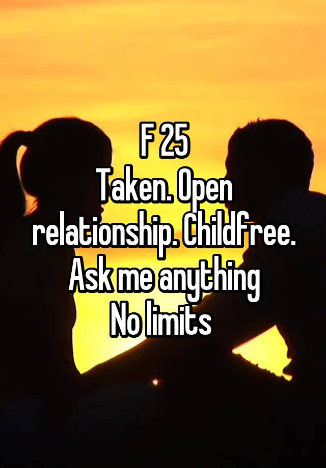 F 25
Taken. Open relationship. Childfree.
Ask me anything
No limits 