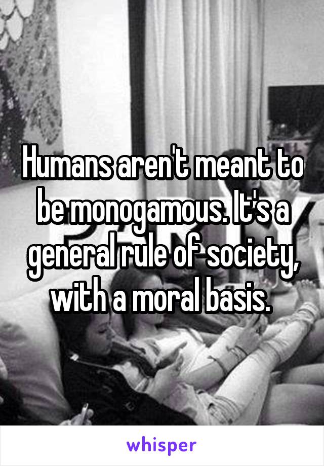 Humans aren't meant to be monogamous. It's a general rule of society, with a moral basis. 