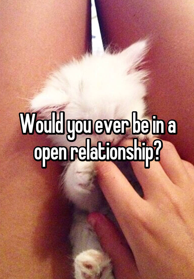 Would you ever be in a open relationship?