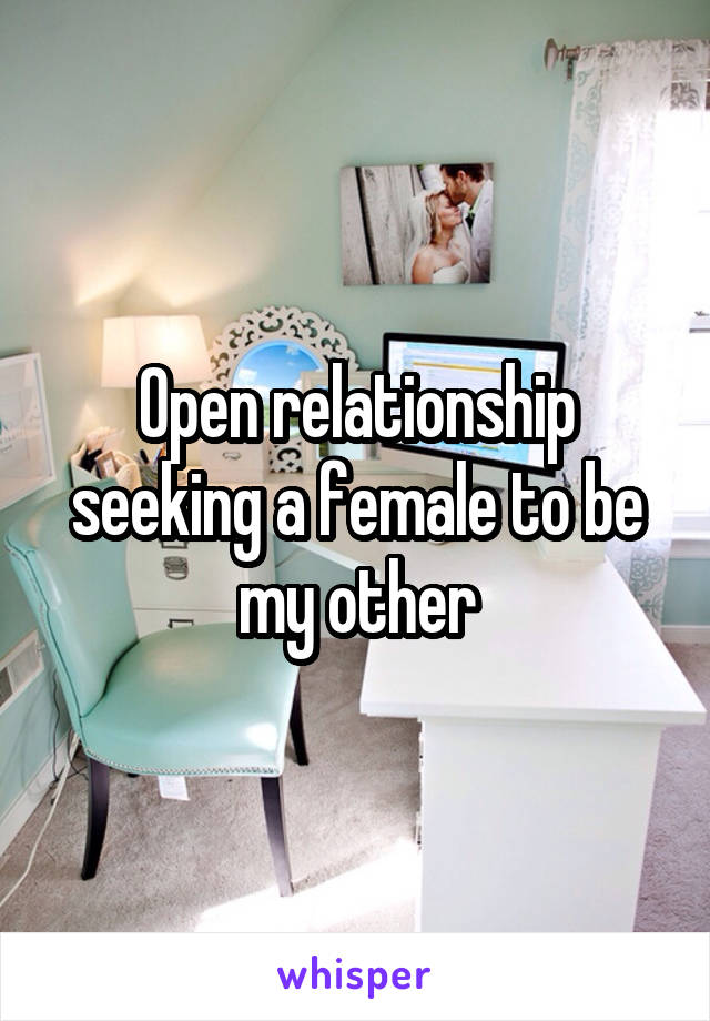 Open relationship seeking a female to be my other