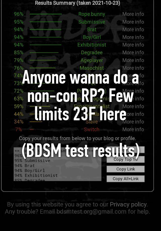 Anyone wanna do a non-con RP? Few limits 23F here

(BDSM test results)