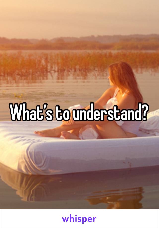 What’s to understand? 