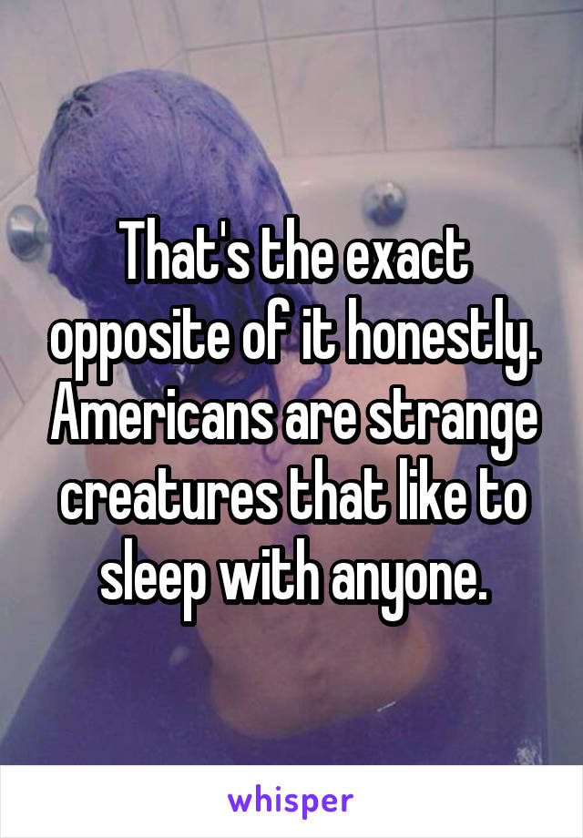 That's the exact opposite of it honestly. Americans are strange creatures that like to sleep with anyone.