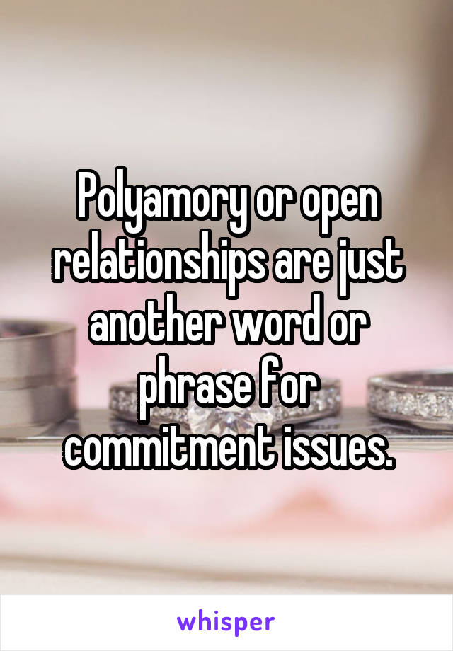 Polyamory or open relationships are just another word or phrase for commitment issues.